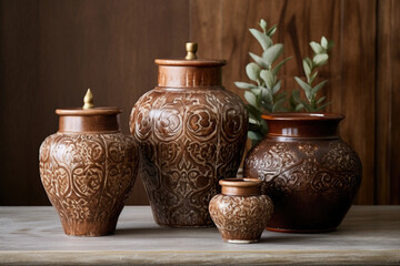 An artistic expression of the rustic allure of terracotta, bringing to life an ornately engraved and embellished masterpiece.