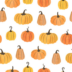 Seamless vector pattern with pumpkins. Perfect for Thanksgiving, Halloween cards, wrapping paper