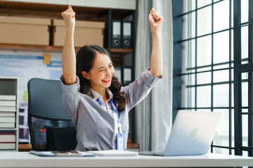 Attractive boss businesswoman of asian indian descent people management accounting experts...