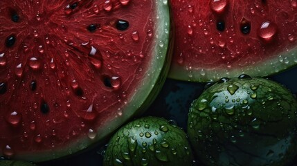 Summer Bliss Seamless Watermelon Background with Visible Water Droplets, Brimming with Juicy Refreshment