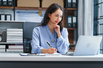 Asian business woman working with trade and finance partnership, investment bankers and...