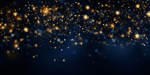 Abstract night sky with glittering stars and bokeh blurred light sparkles on background. Christmas dreamy background. Generative Ai