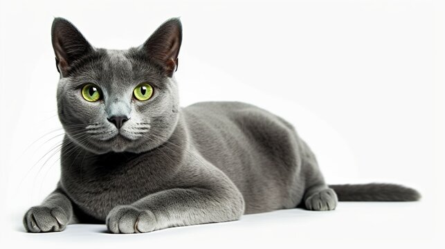 Sleek Gray Cat Posing Regally on a Pedestal, Exuding Confidence and Grace