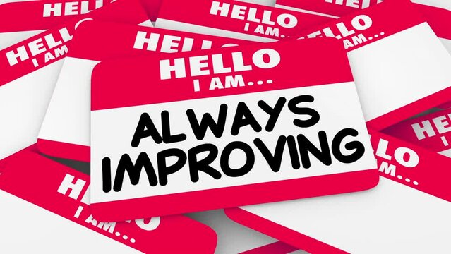 Always Improving Self Improvement Name Tag Hello Sticker 3d Animation