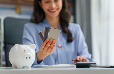 Asian business woman working with trade and finance partnership, investment bankers and...