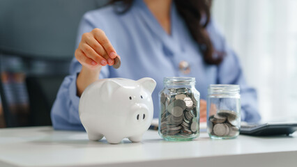 Asian business woman working with trade and finance partnership, investment bankers and...