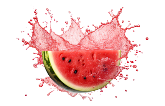 A watermelon splash isolated on white background - Generative AI