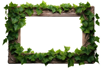 picture frame entwined with summer climbing ivy with green foliage , png file of isolated cutout object on transparent background. - obrazy, fototapety, plakaty