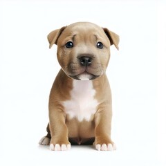 Fototapeta premium Tiny Staffordshire Bull Terrier's Innocent Eyes, Generative AI