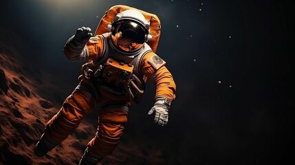 background Astronaut Floating in Space Suit
