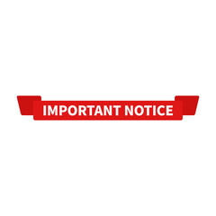 Important Notice In Red Ribbon Rectangle Shape For Announcement Information
