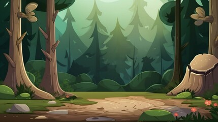 background Whimsical forest with tree stumps
