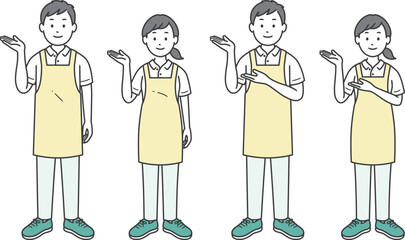 案内をする介護士男女