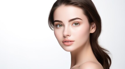 Fototapeta premium Beauty, skincare, and a woman's portrait for self-care, natural cosmetics, and shine. Springtime, spa, and facial treatment with a young model