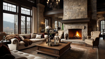 fireplace in a living room interior.