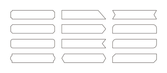 A set of illustrations of decorative icons such as banners, labels, ribbons, flags, and frames. As a design template source, it is used for messages and event contents.