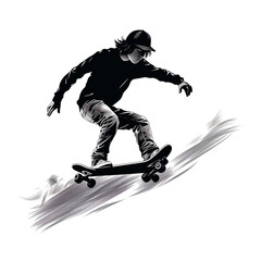snowboarder jumping on a white background