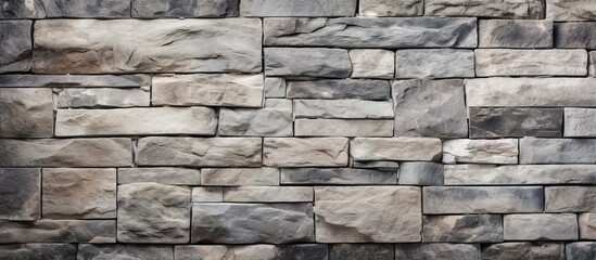 Natural stone wall or floor with a grey shade and brick pattern texture for indoor or outdoor use as a background or wallpaper
