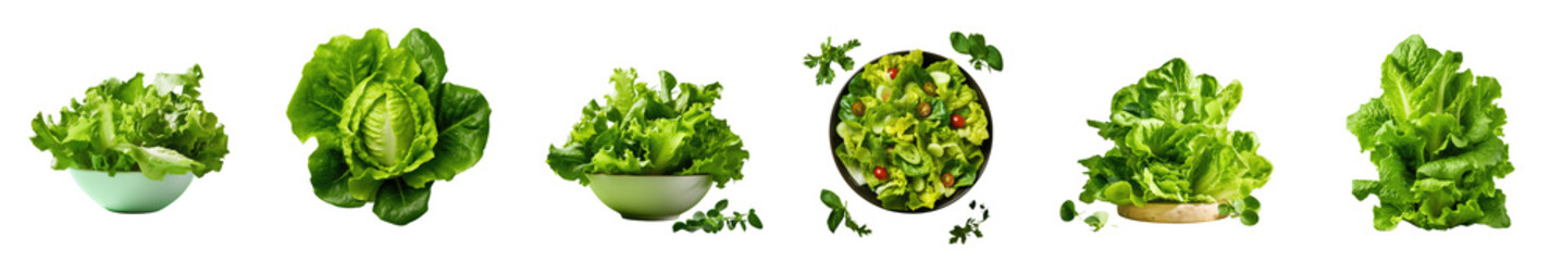 Png Set Green salad on transparent background