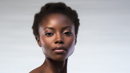 skincare, beauty, and a black woman are depicted. Cosmetics, makeup, and an African model with a...