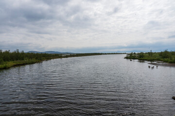 Öxará Lake,  a lake-to-lake river in Iceland in Þingvellir National Park, Thingvillir National Park. Iceland.