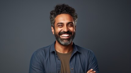 photo of a man with his arms crossed on a gray background