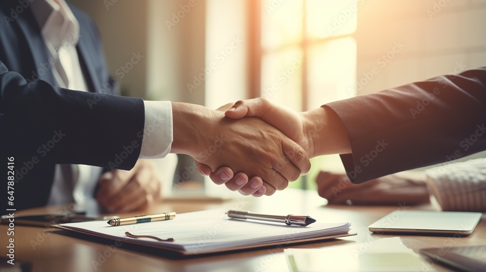 Canvas Prints business people shaking hands in office