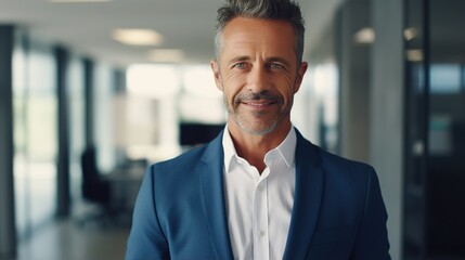 Fototapeta premium portrait of a professional businessman standing at office. generative ai