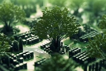 Cybernetic Woods, Virtual Grove, Techno-Forest, Digital Woodland, AI Wilderness, Techno-Nature, Generative IA