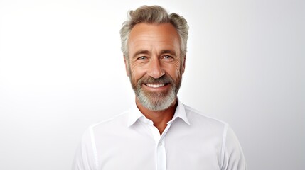 Obraz premium Portrait of a man with white shirt on studio background. generative ai