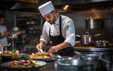 Chef cooking on the kitchen. Generative AI