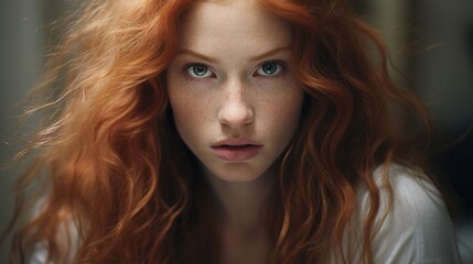 Fototapeta premium Close Up beautiful young woman looking at camera. generative ai