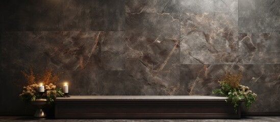 Granite texture mixes with gradation frames and ornaments throughout