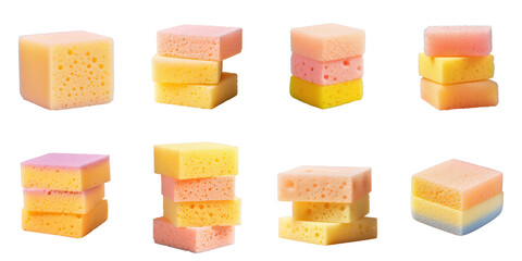 Png Set Dish cleaning sponge separated on transparent background