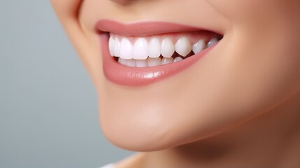 Fototapeta premium close up of a woman lips with a smile. generative ai