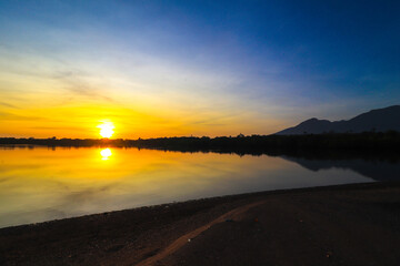 sunset on the beach, sunset at Baluran National Park, Indonesia, java indonesia