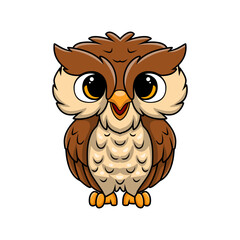 Cute little owl cartoon on white background