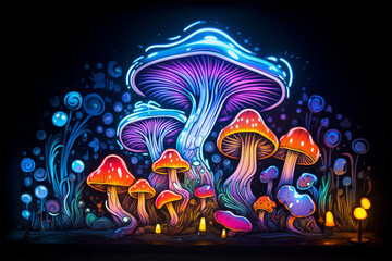 Mushroom Graffiti - neon