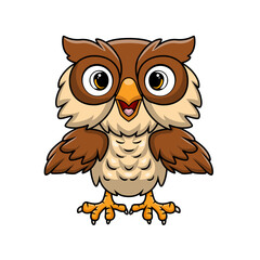 Cute little owl cartoon on white background