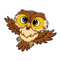 Cute little owl cartoon on white background