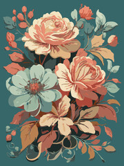 Vintage Pastel Floral Artwork