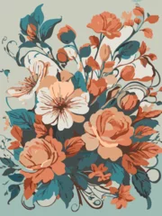 Deurstickers Vintage Pastel Floral Artwork © Umut