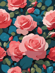 Rose Vector Artwork in Dark Background