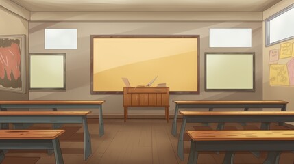 illustration of empty school classroom