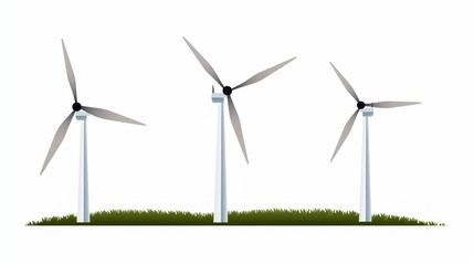 illustration of wind turbines isolated on white