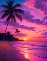 Poster sunset on the beach © Mohamed
