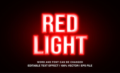 Red light editable text effect template, neon light futuristic typeface, premium vector