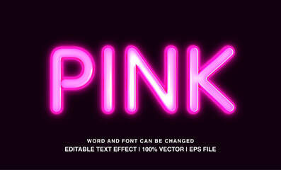 Pink editable text effect template, neon light futuristic typeface, premium vector