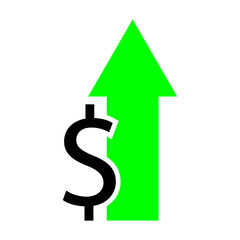 Dollar sign with arrow pointing up. Vector illustration. EPS 10.