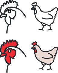The chicken icon is colorful and one color